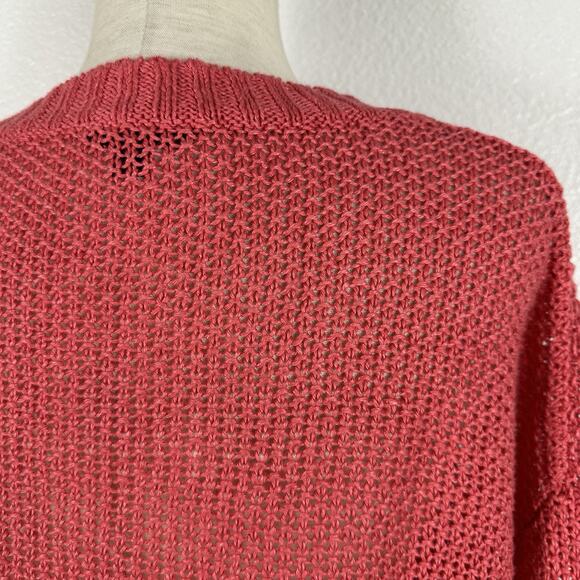 J Crew Sweater Women Medium Linen Coral Relaxed Beach Crewneck Coastal Relaxed - Picture 9 of 14